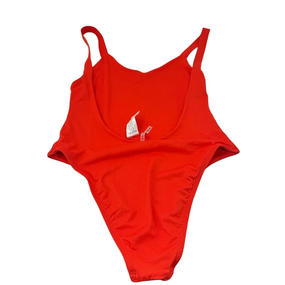 Vitamin A Swimsuit Leah One Piece Low Scoop Back Women's Size Medium Red Orange
